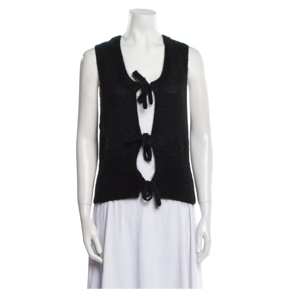 GANNI Black Knit Tie-Front Vest